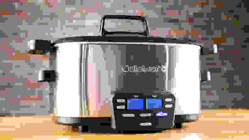 The best slow cooker, the Cuisinart 3-in-1, on a wooden surface