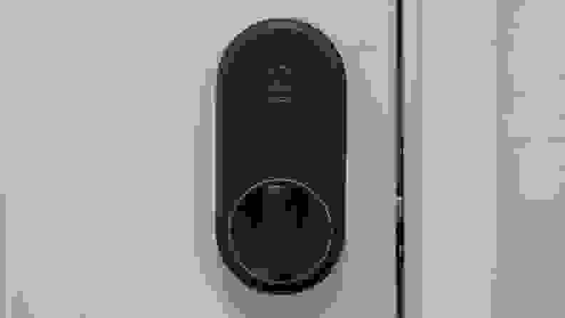 The Yale Approach smart lock mounted to a white door