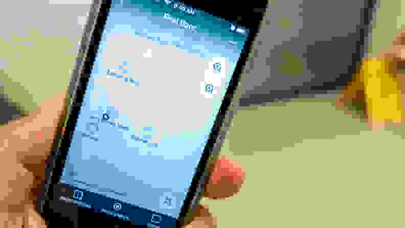 iRobot Home app shows its smart map of Reviewed's lab.