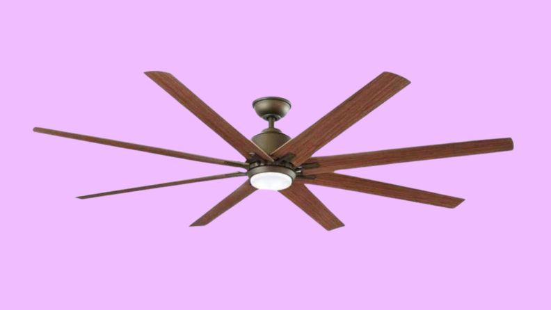 A Kensgrove ceiling fan appears on a pink background.