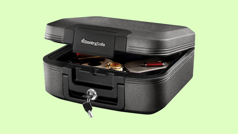 The best portable fireproof safe appears on white, it's Sentrysafe.