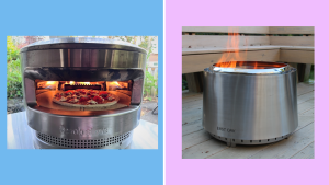 Left: Solo Stove Pi Pizza Oven. Right: East Oak fire pit.