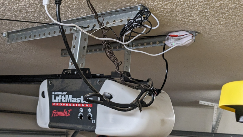 Shot of the garage door opener.