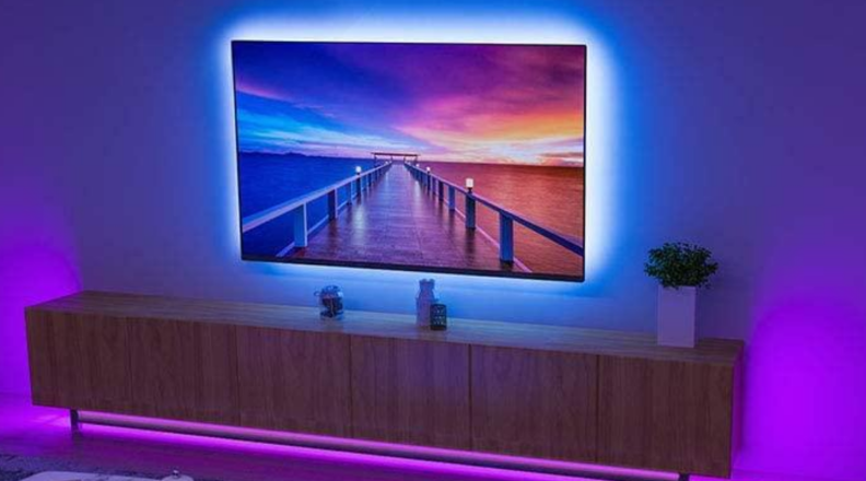 Govee WiFi RGB LED Strip Lights wrapped around a TV